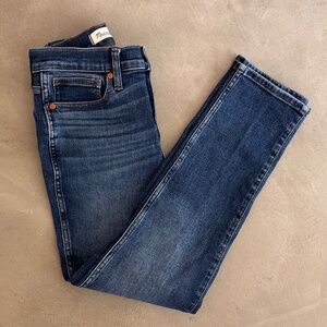 Madewell Stovepipe Dark Blue Mid-rise Stretch Skinny Jeans Denim size 25P EUC